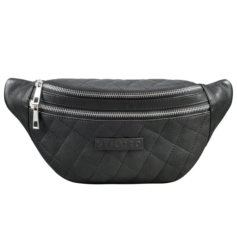 "Azul" Premium Bauchtasche Leder Damen Herren mit gestepptem Design