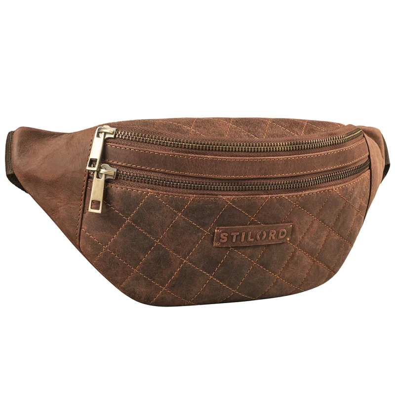 "Azul" Premium Bauchtasche Leder Damen Herren mit gestepptem Design