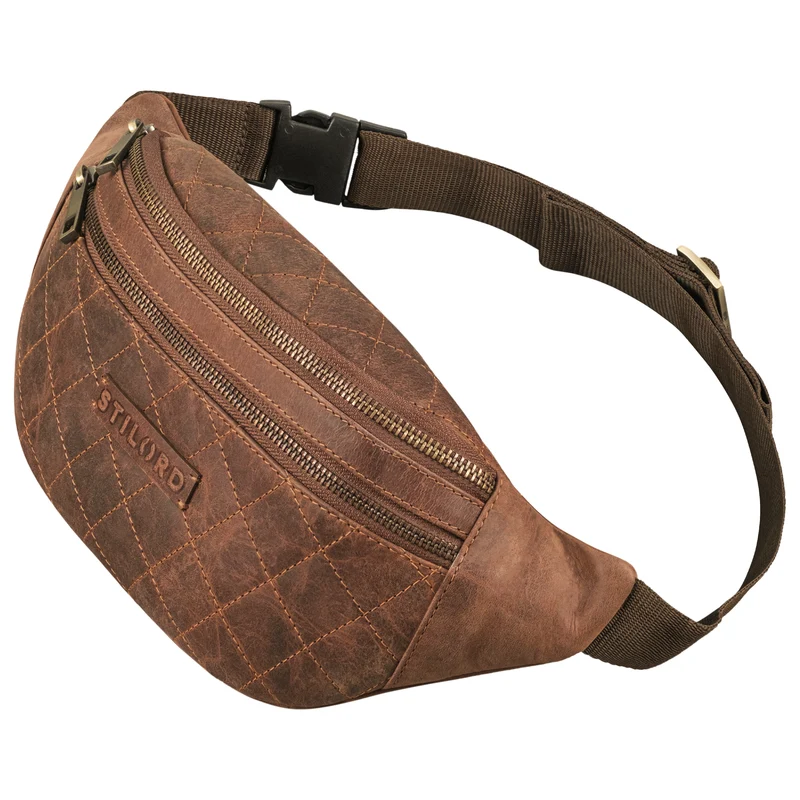 "Azul" Premium Bauchtasche Leder Damen Herren mit gestepptem Design