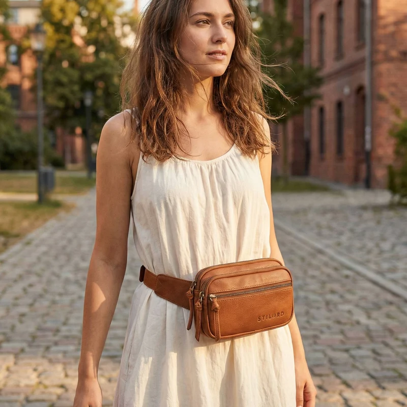 "Juno" Große Bauchtasche Damen Leder für Freizeit Festival Reisen
