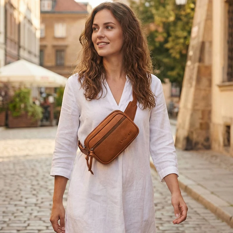 "Juno" Große Bauchtasche Damen Leder für Freizeit Festival Reisen