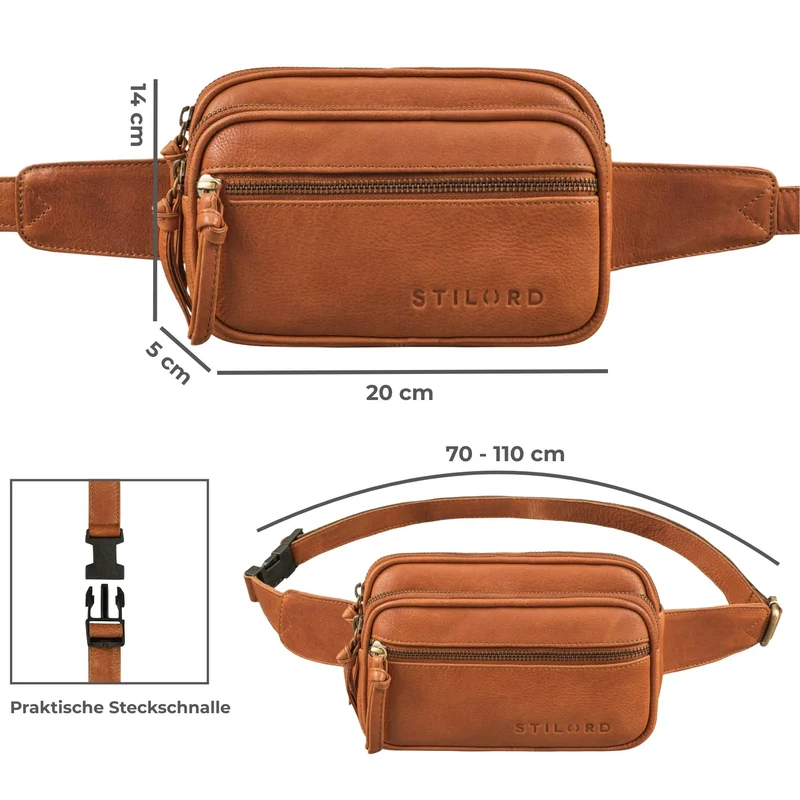 "Juno" Große Bauchtasche Damen Leder für Freizeit Festival Reisen