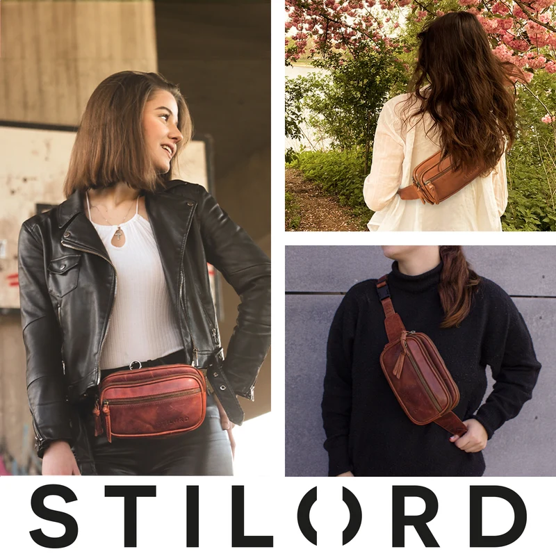 "Juno" Große Bauchtasche Damen Leder für Freizeit Festival Reisen