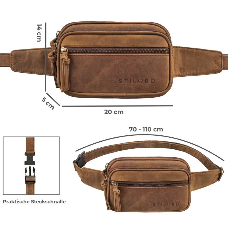 "Juno" Große Bauchtasche Damen Leder für Freizeit Festival Reisen