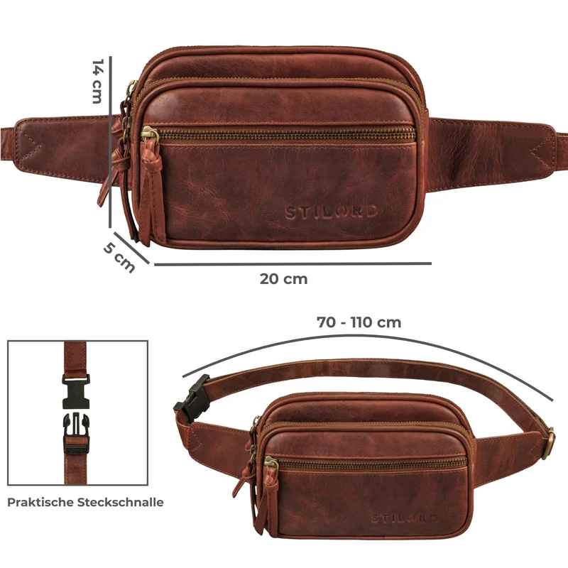 "Juno" Große Bauchtasche Damen Leder für Freizeit Festival Reisen
