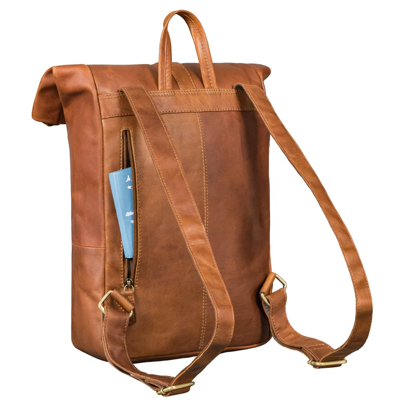 "Cairo" Vintage Kurierrucksack Rolltop Leder groß Herren