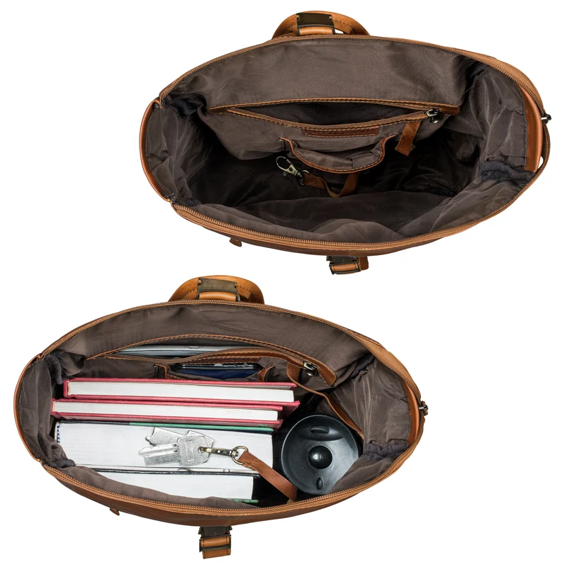 "Cairo" Vintage Kurierrucksack Rolltop Leder groß Herren