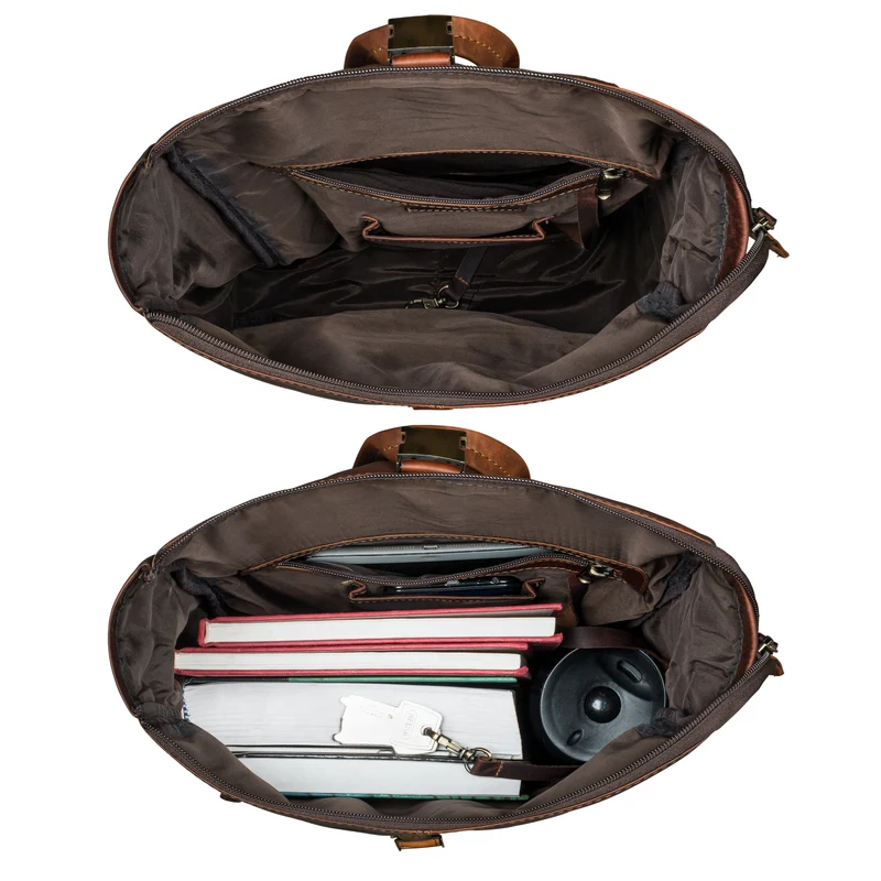 "Cairo" Vintage Kurierrucksack Rolltop Leder groß Herren