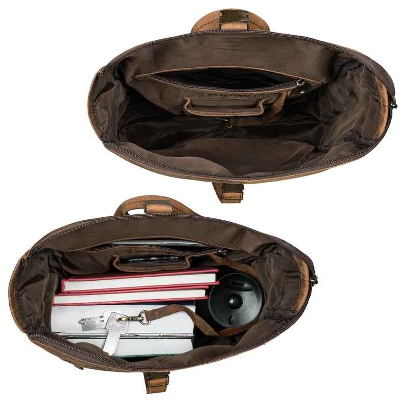 "Cairo" Vintage Kurierrucksack Rolltop Leder groß Herren