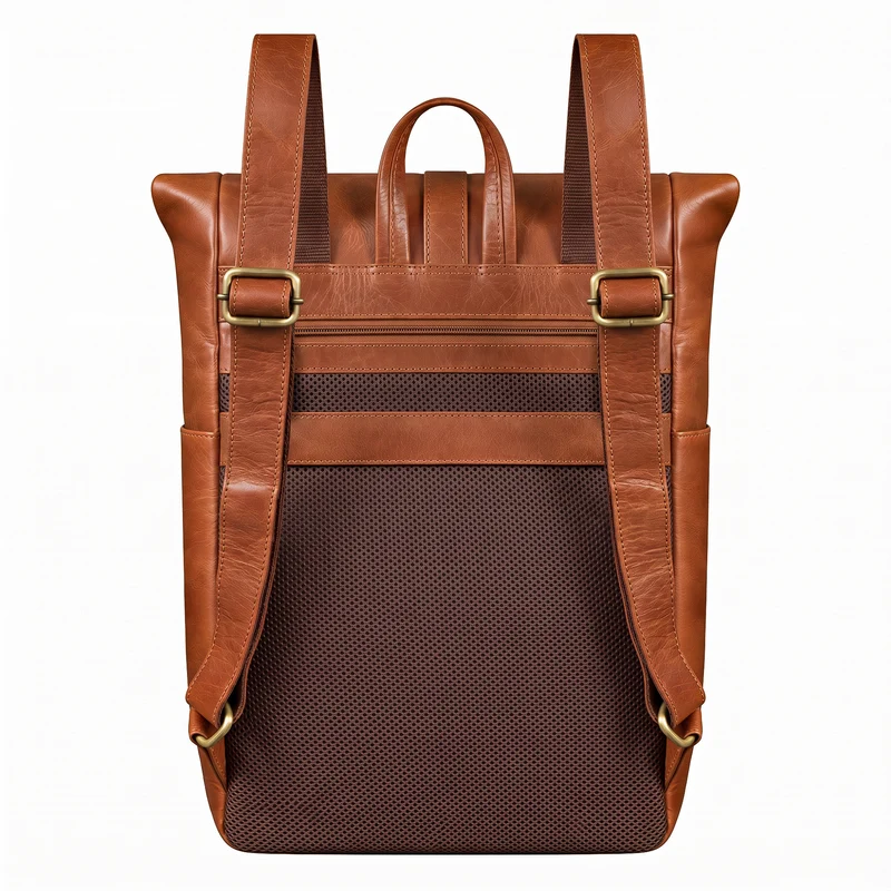 "Cairo" Vintage Kurierrucksack Rolltop Leder groß Herren