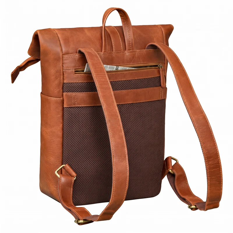 "Cairo" Vintage Kurierrucksack Rolltop Leder groß Herren