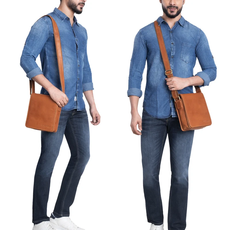 "Akito" Umhängetasche Herren Leder Klein - Herrentasche aus Echtleder
