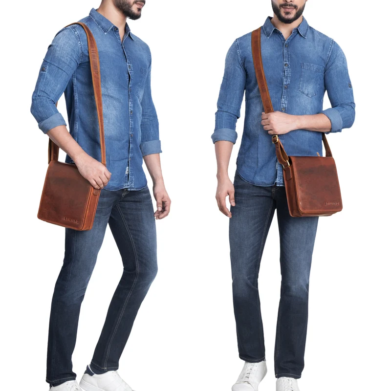 "Akito" Umhängetasche Herren Leder Klein - Herrentasche aus Echtleder