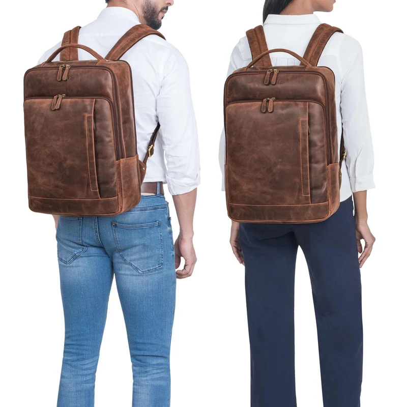 "Emmanuel" Leder Rucksack Groß Herren & Damen Laptoprucksack 15,6 - 16 Zoll