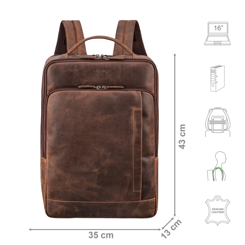 "Emmanuel" Leder Rucksack Groß Herren & Damen Laptoprucksack 15,6 - 16 Zoll