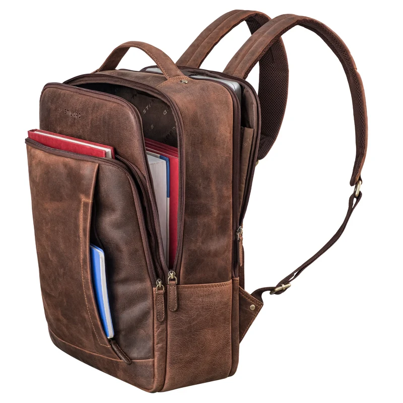 "Emmanuel" Leder Rucksack Groß Herren & Damen Laptoprucksack 15,6 - 16 Zoll