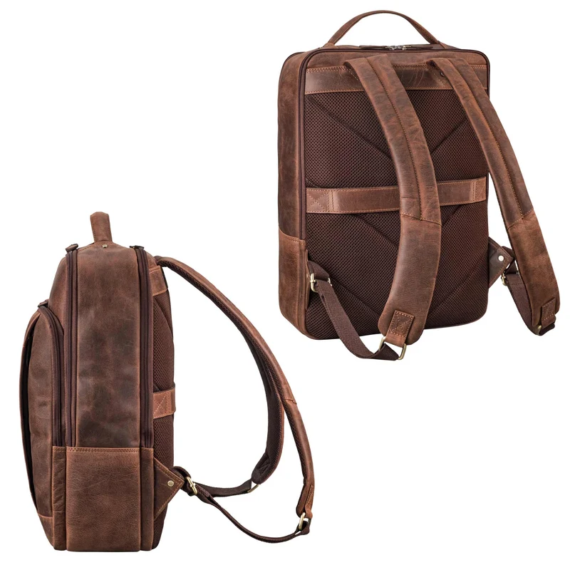 "Emmanuel" Leder Rucksack Groß Herren & Damen Laptoprucksack 15,6 - 16 Zoll