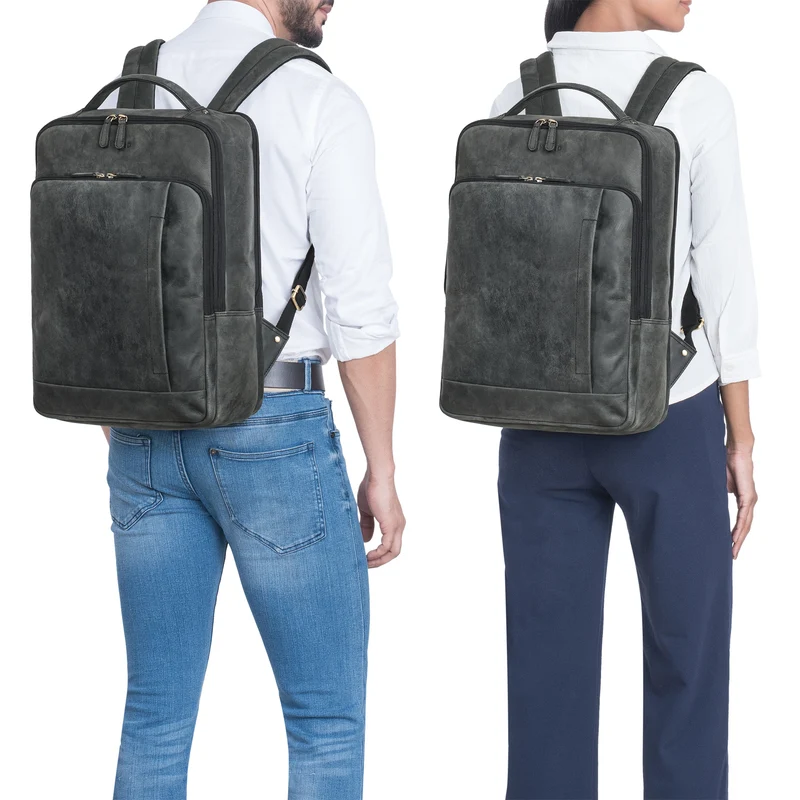 "Emmanuel" Leder Rucksack Groß Herren & Damen Laptoprucksack 15,6 - 16 Zoll