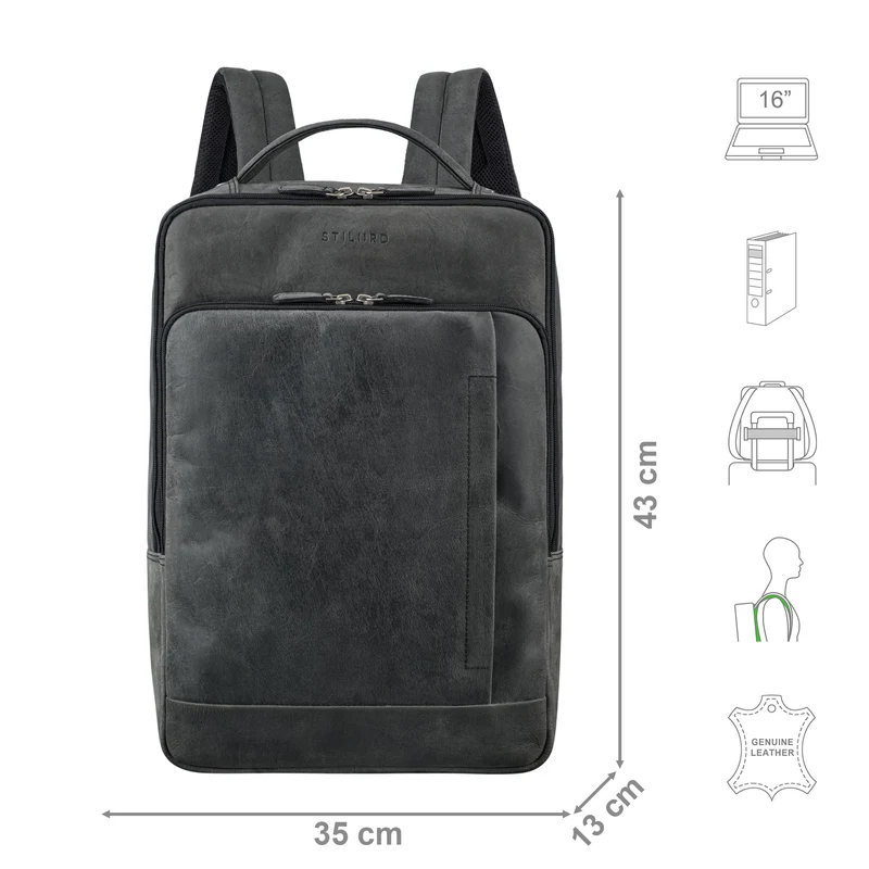 "Emmanuel" Leder Rucksack Groß Herren & Damen Laptoprucksack 15,6 - 16 Zoll