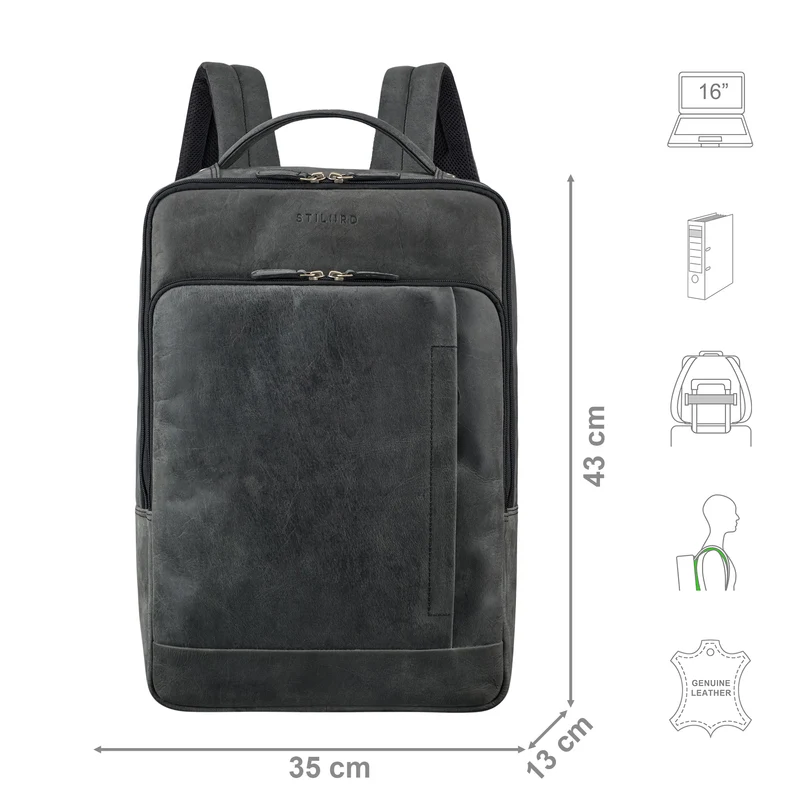 "Emmanuel" Leder Rucksack Groß Herren & Damen Laptoprucksack 15,6 - 16 Zoll