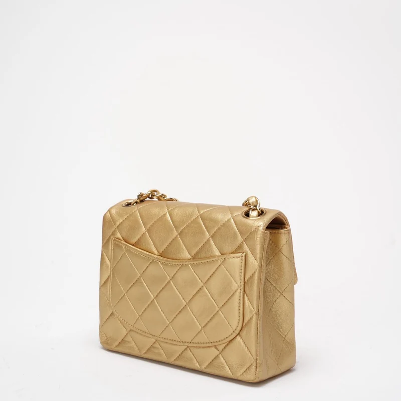 Chanel Goldene Vintage Mini-Flap-Quadrat-Tasche 2000er