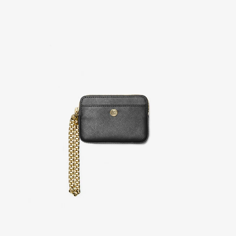 Michael Kors Kartenetui Schwarz Gold – Saffiano Leder Chain Card Case