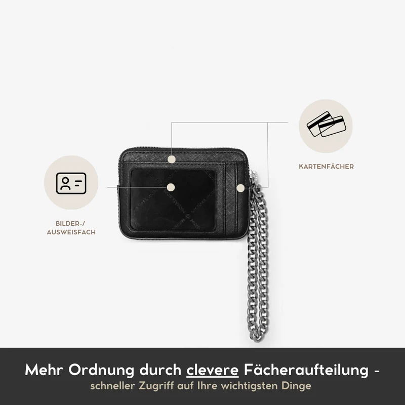 Michael Kors Kartenetui Schwarz Gold – Saffiano Leder Chain Card Case