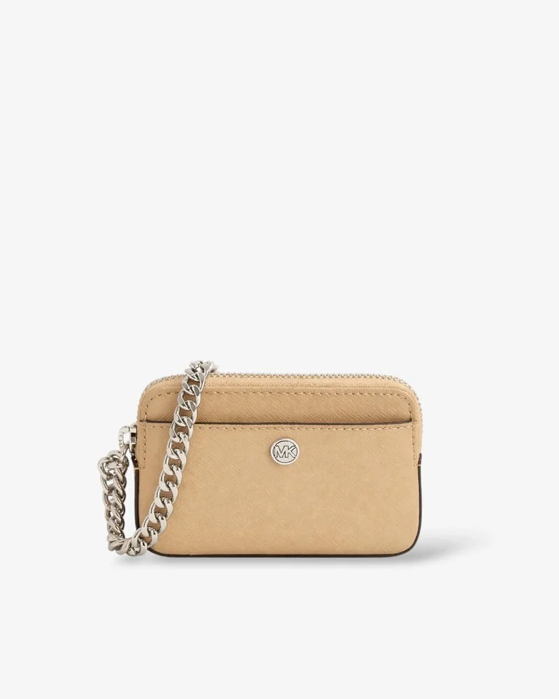 Michael Kors Kartenetui Camel Silber – Saffiano Leder Chain Card Case