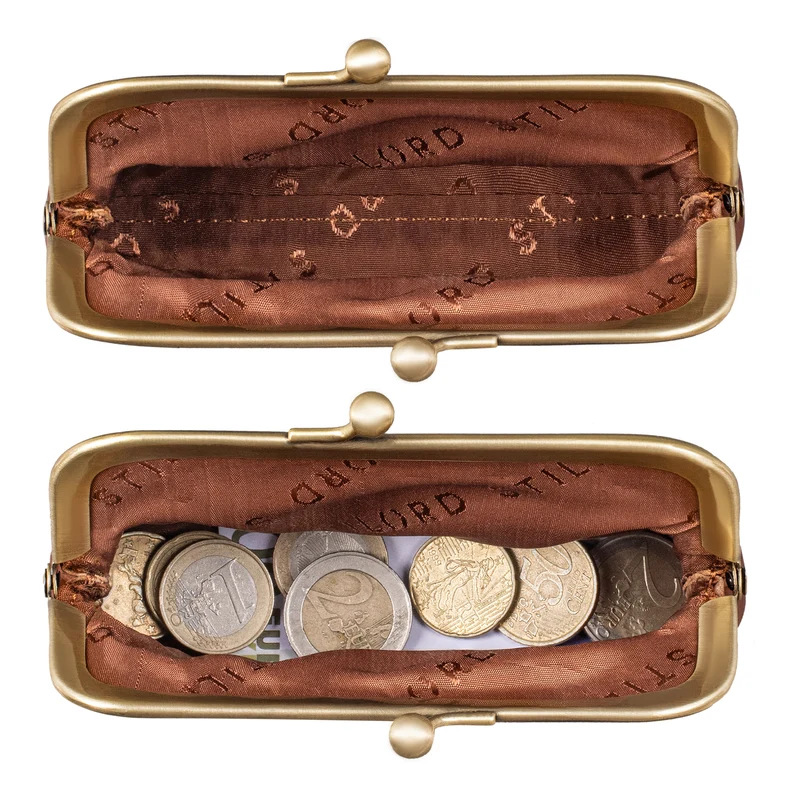 "Goldie" Vintage Kiss-Lock Münzbeutel Kleines Portemonnaie Damen Leder