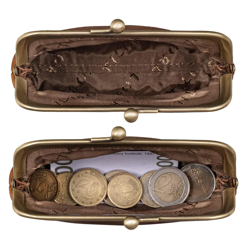 "Goldie" Vintage Kiss-Lock Münzbeutel Kleines Portemonnaie Damen Leder