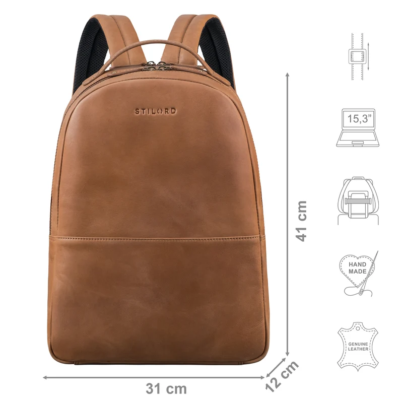 "Indigo" Echtleder Business Rucksack Herren Damen Groß Laptop 15 Zoll