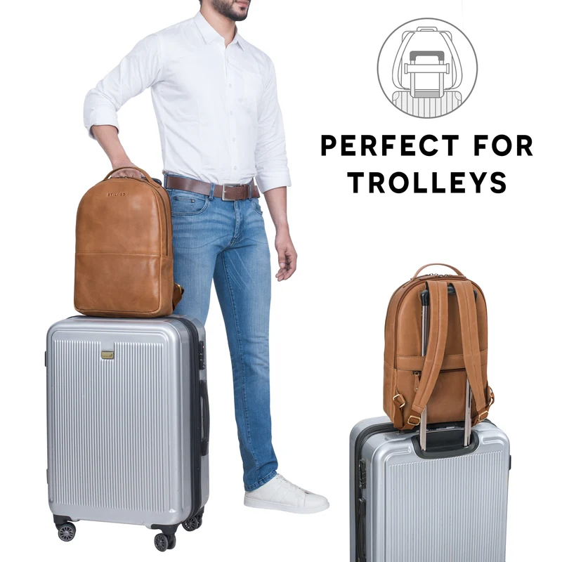 "Indigo" Echtleder Business Rucksack Herren Damen Groß Laptop 15 Zoll
