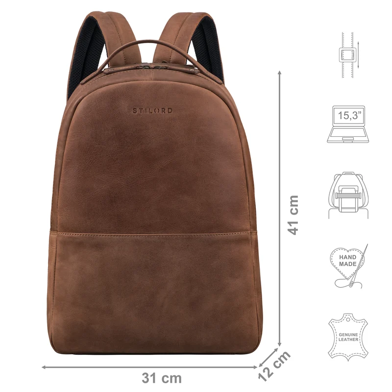 "Indigo" Echtleder Business Rucksack Herren Damen Groß Laptop 15 Zoll