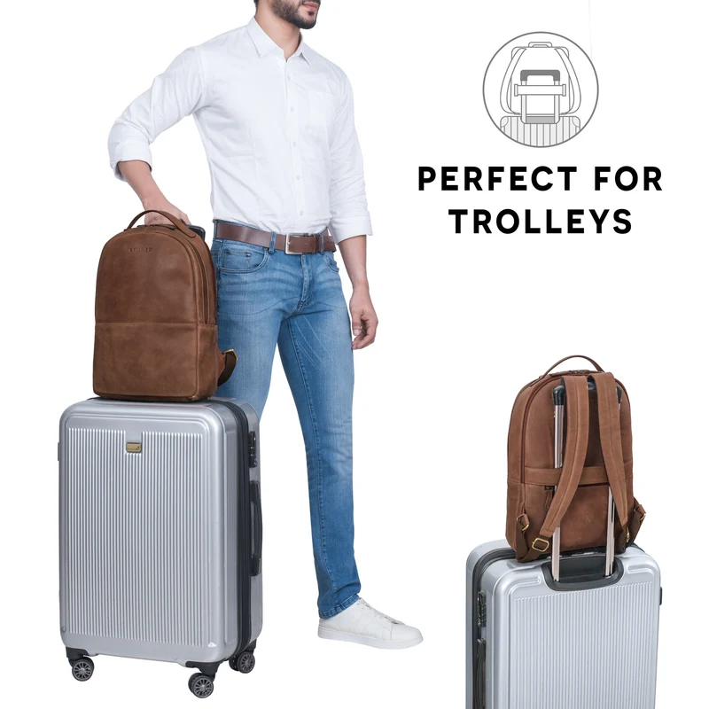"Indigo" Echtleder Business Rucksack Herren Damen Groß Laptop 15 Zoll