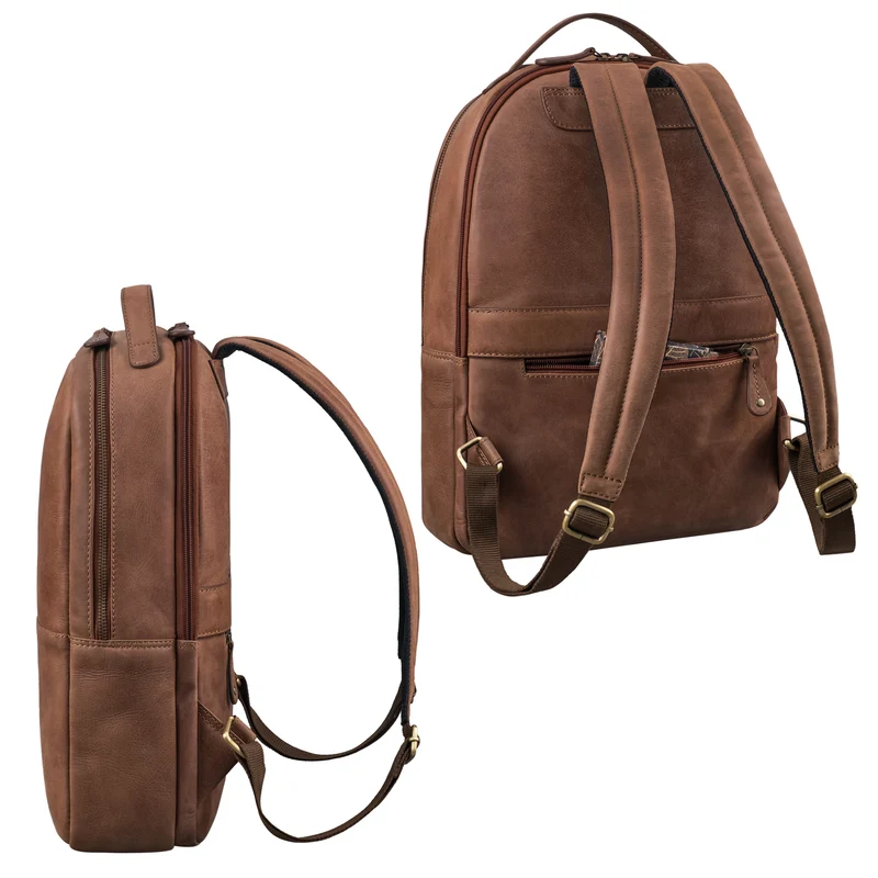 "Indigo" Echtleder Business Rucksack Herren Damen Groß Laptop 15 Zoll