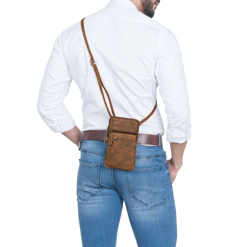 "Mauve" 2-in-1 Gürteltasche Umhängetasche Herren Leder Klein