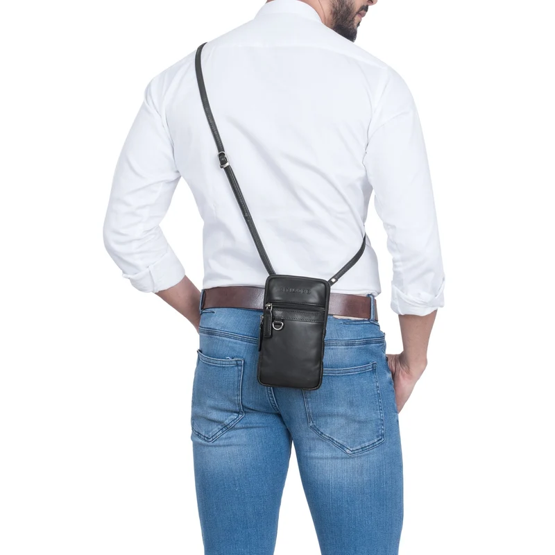 "Mauve" 2-in-1 Gürteltasche Umhängetasche Herren Leder Klein