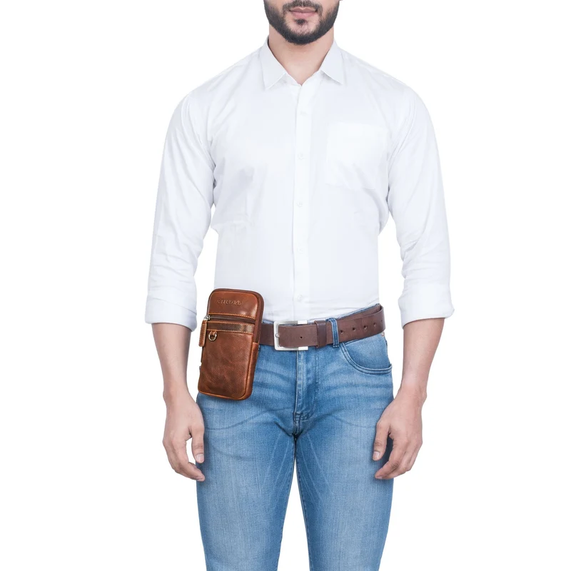"Mauve" 2-in-1 Gürteltasche Umhängetasche Herren Leder Klein