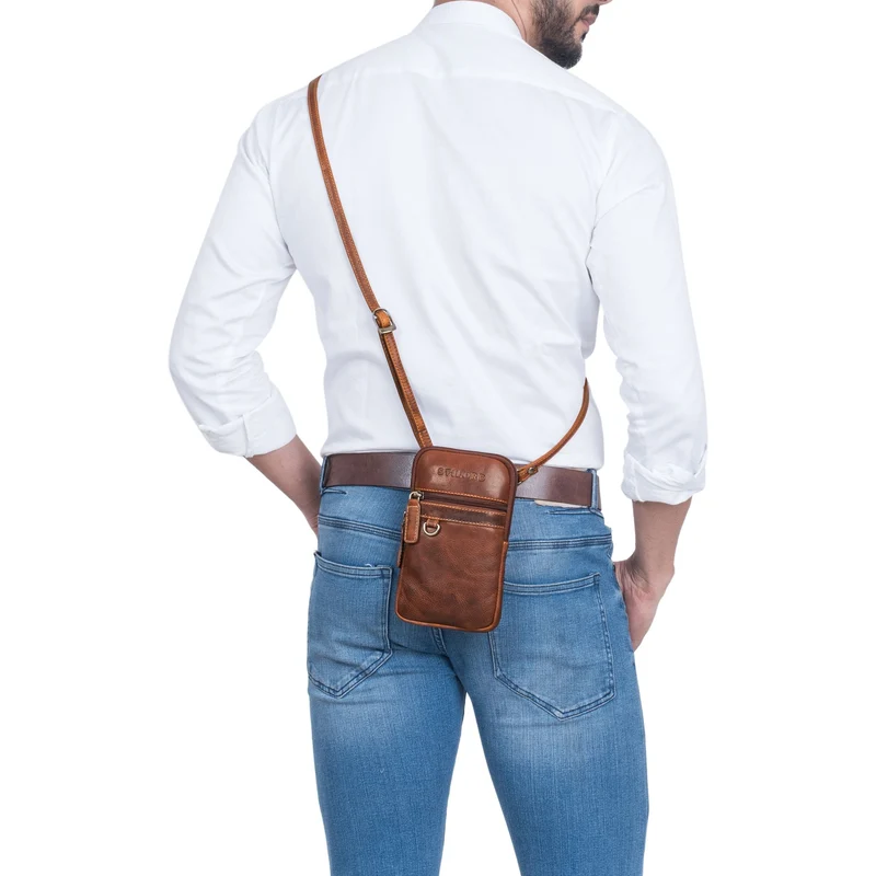"Mauve" 2-in-1 Gürteltasche Umhängetasche Herren Leder Klein