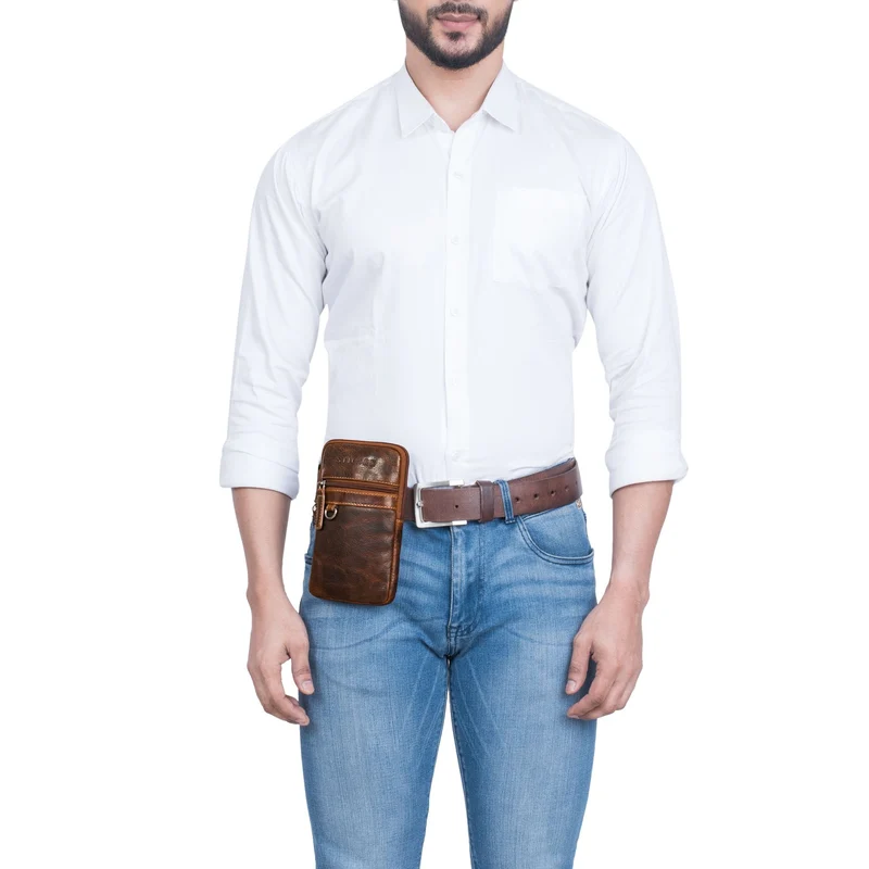 "Mauve" 2-in-1 Gürteltasche Umhängetasche Herren Leder Klein