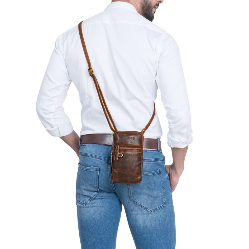 "Mauve" 2-in-1 Gürteltasche Umhängetasche Herren Leder Klein