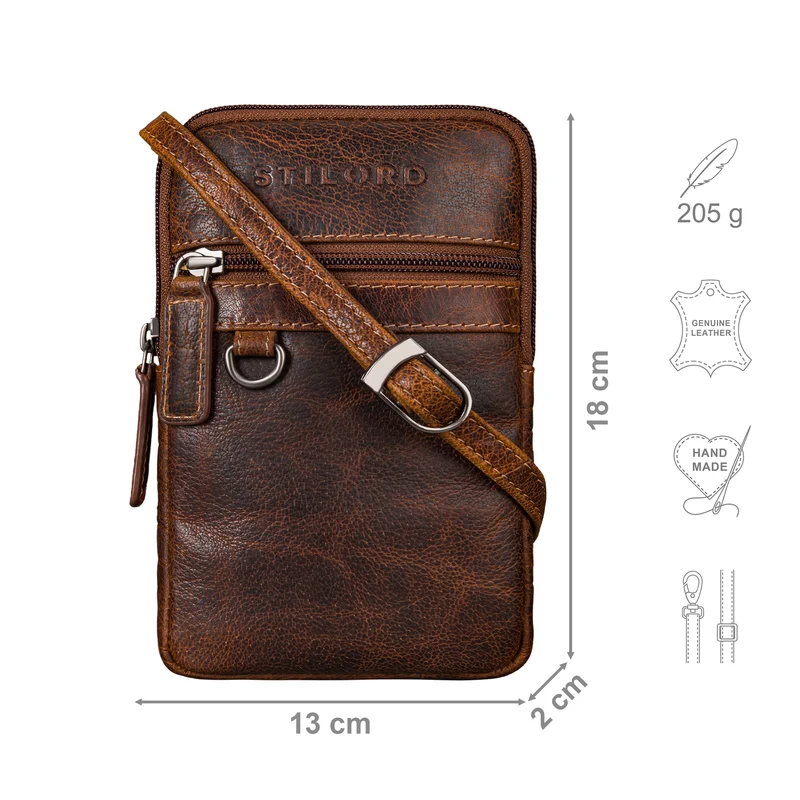 "Mauve" 2-in-1 Gürteltasche Umhängetasche Herren Leder Klein