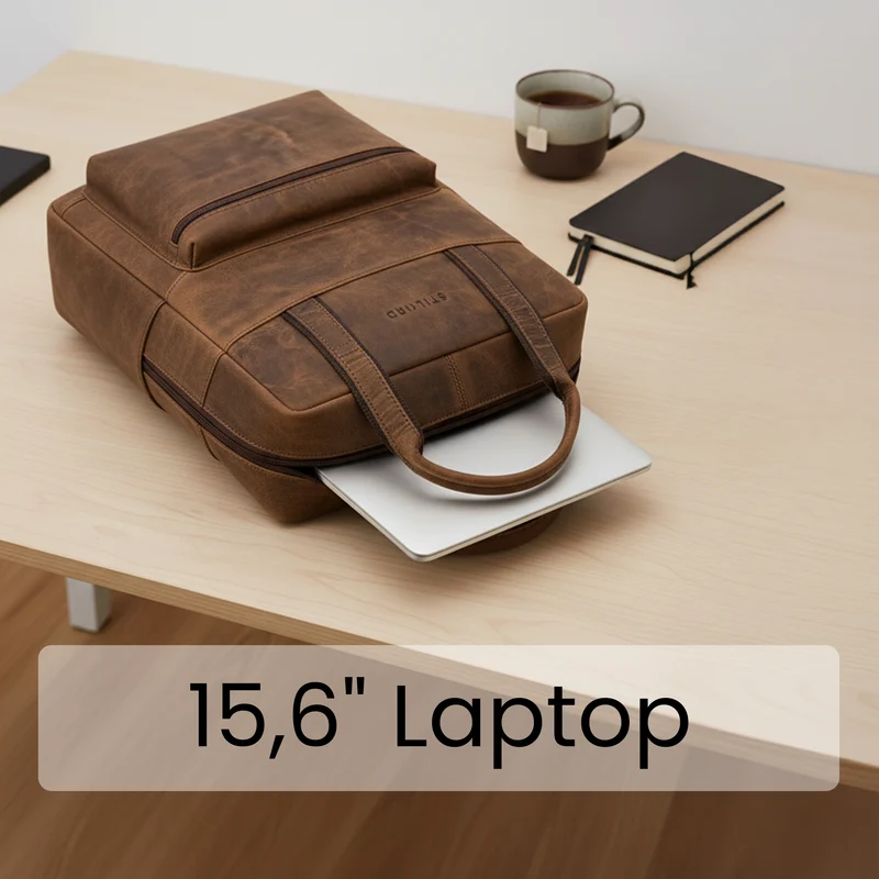 "Lilo" Großer Echtleder Rucksack Damen mit Laptopfach 15,6 Zoll