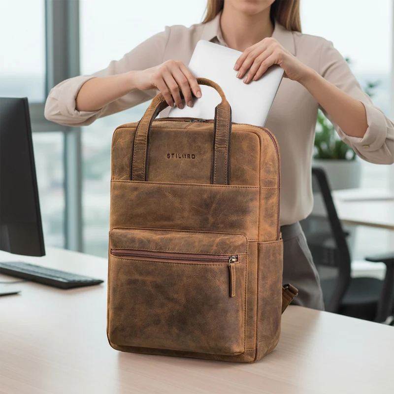 "Lilo" Großer Echtleder Rucksack Damen mit Laptopfach 15,6 Zoll
