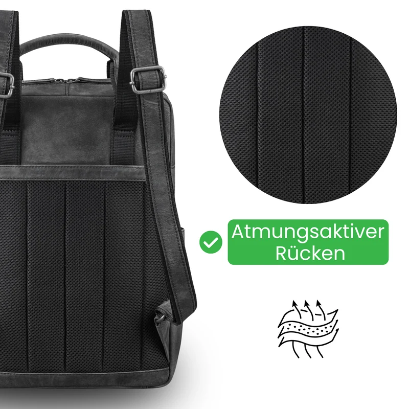 "Lilo" Großer Echtleder Rucksack Damen mit Laptopfach 15,6 Zoll