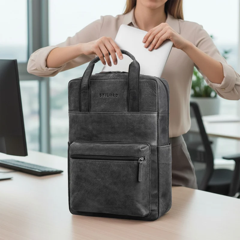 "Lilo" Großer Echtleder Rucksack Damen mit Laptopfach 15,6 Zoll