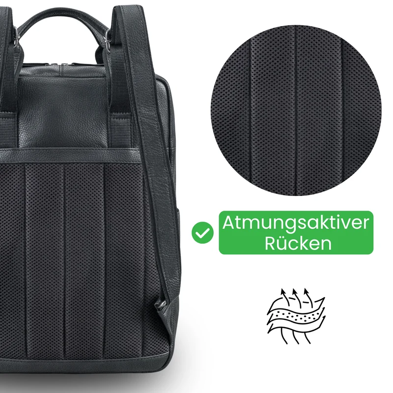 "Lilo" Großer Echtleder Rucksack Damen mit Laptopfach 15,6 Zoll