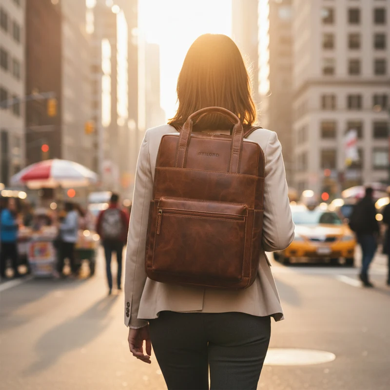 "Lilo" Großer Echtleder Rucksack Damen mit Laptopfach 15,6 Zoll