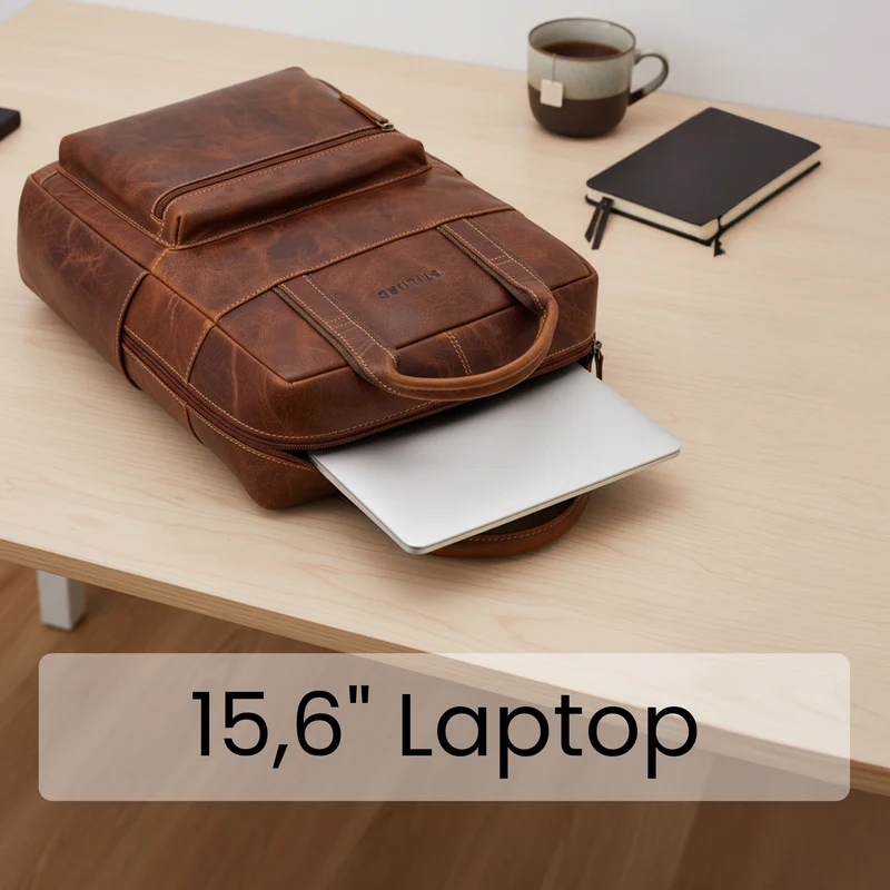 "Lilo" Großer Echtleder Rucksack Damen mit Laptopfach 15,6 Zoll