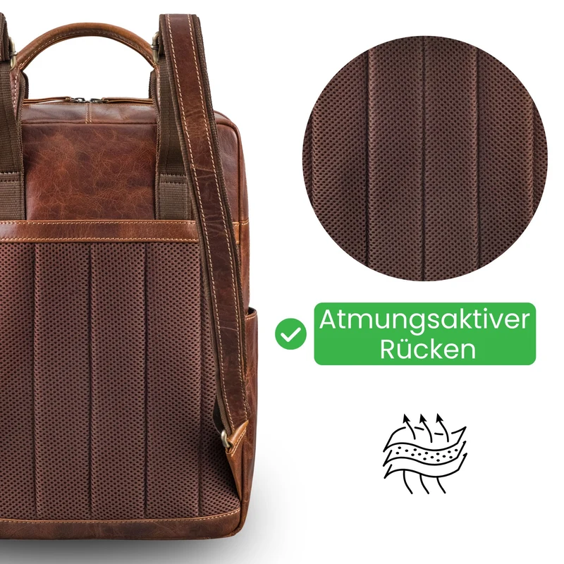 "Lilo" Großer Echtleder Rucksack Damen mit Laptopfach 15,6 Zoll